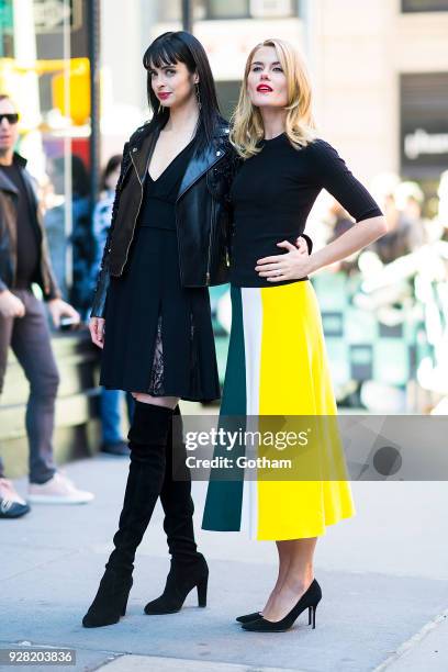 Krysten Ritter and Rachael Taylor are seen in NoHo on March 6, 2018 in New York City.