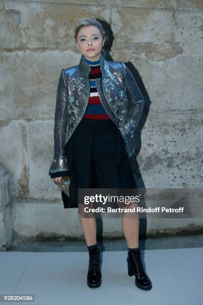 Chloe Grace Moretz attends the Louis Vuitton show as part of the Paris Fashion Week Womenswear Fall/Winter 2018/2019 on March 6, 2018 in Paris,...