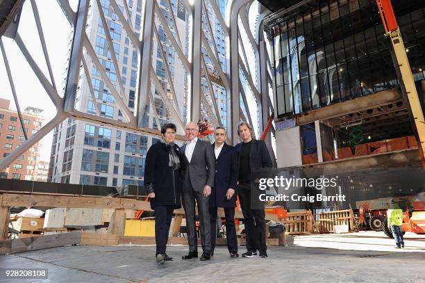 Liz Diller, Frank McCourt, Alex Poots and David Rockwell pose as The Shed announces the first seven commissions of its 2019 inaugural season on March...