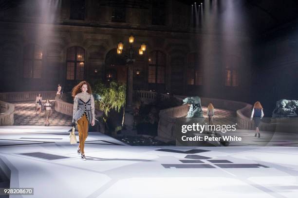 Natalie Westling walks the runway during the Louis Vuitton show as part of the Paris Fashion Week Womenswear Fall/Winter 2018/2019 on March 6, 2018...