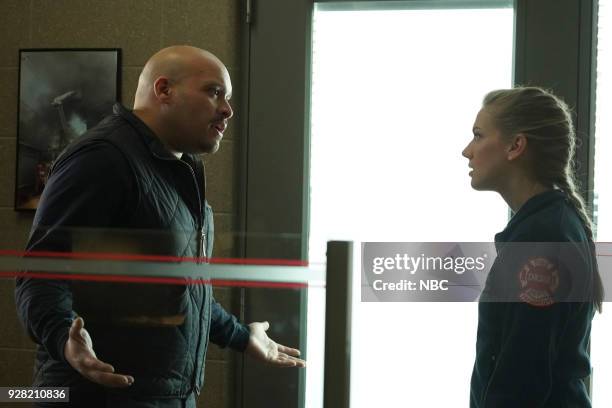 Hiding Not Seeking" Episode 613 -- Pictured: Joe Minoso as Joe Cruz, Kara Killmer as Sylvie Brett --