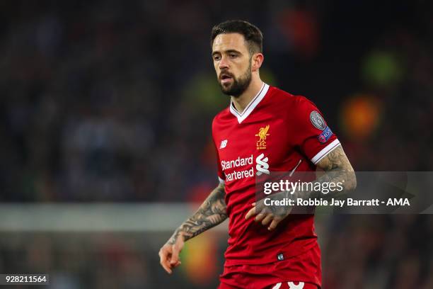 Danny Ings of Liverpool during the UEFA Champions League Round of 16 Second Leg match between Liverpool and FC Porto at Anfield on March 6, 2018 in...