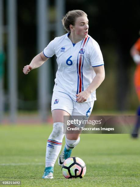 Ingibjorg Sigurdardottir of Iceland Women during the Algarve Cup Women match between Iceland v Holland at the Estádio Municipal de Albufeira on March...