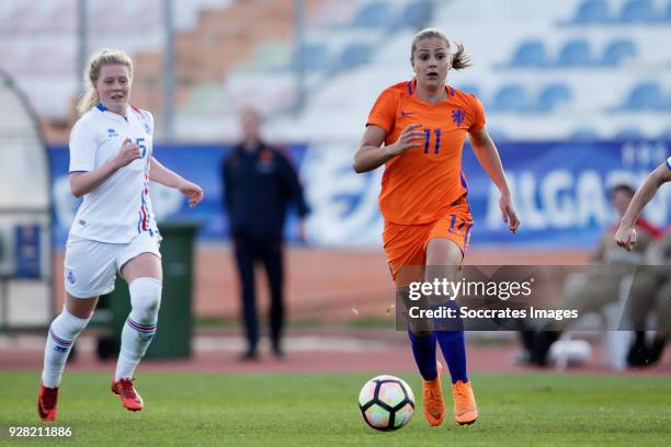 Lieke Martens of Holland Women during the Algarve Cup Women match between Iceland v Holland at the Estádio Municipal de Albufeira on March 5, 2018 in...