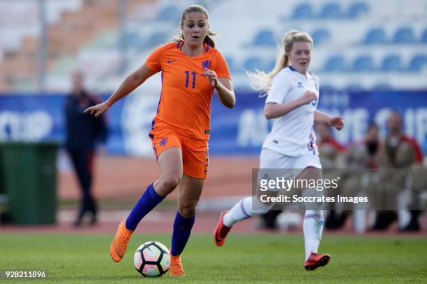 Lieke Martens of Holland Women during the Algarve Cup Women match between Iceland v Holland at the Estádio Municipal de Albufeira on March 5, 2018 in...