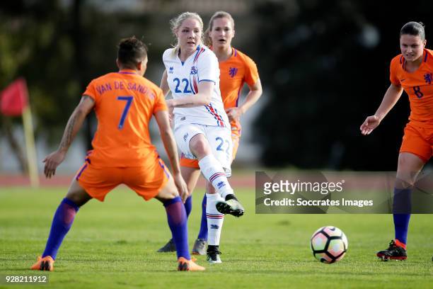 Rakel Honnudottir of Iceland Women during the Algarve Cup Women match between Iceland v Holland at the Estádio Municipal de Albufeira on March 5,...