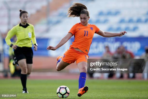 Lieke Martens of Holland Women during the Algarve Cup Women match between Iceland v Holland at the Estádio Municipal de Albufeira on March 5, 2018 in...