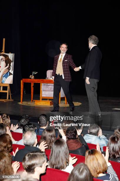 Actors Bruno Solo and Stephane Guillon perform "Inconnu a cette Adresse" Theater Play during "Paroles Citoyennes, 10 shows to wonder about the...