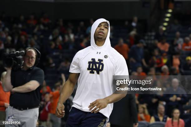 Notre Dame's Elijah Burns. The University of Virginia Cavaliers hosted the University of Notre Dame Fighting Irish on March 3, 2018 at John Paul...