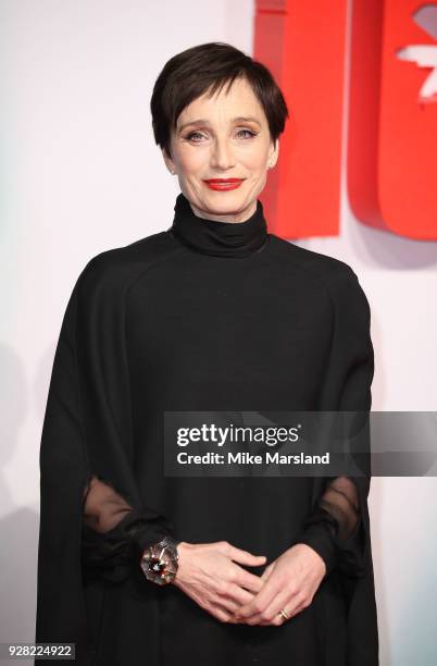 Kristin Scott Thomas attends the European premiere of 'Tomb Raider' at Vue West End on March 6, 2018 in London, England.