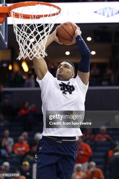 Notre Dame's Austin Torres. The University of Virginia Cavaliers hosted the University of Notre Dame Fighting Irish on March 3, 2018 at John Paul...