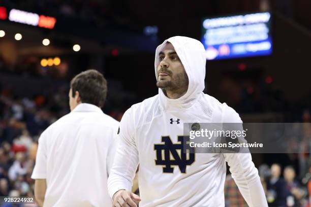 Notre Dame's Matt Farrell. The University of Virginia Cavaliers hosted the University of Notre Dame Fighting Irish on March 3, 2018 at John Paul...