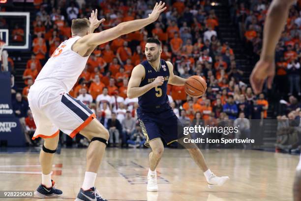 Notre Dame's Matt Farrell. The University of Virginia Cavaliers hosted the University of Notre Dame Fighting Irish on March 3, 2018 at John Paul...