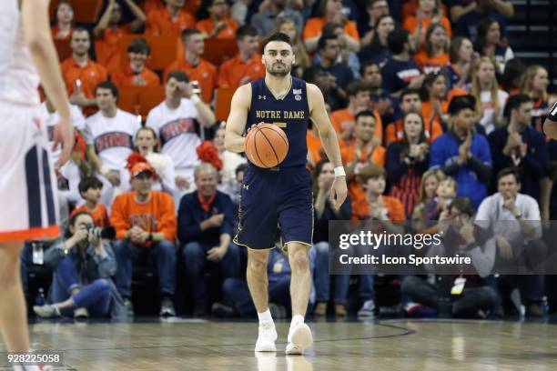 Notre Dame's Matt Farrell. The University of Virginia Cavaliers hosted the University of Notre Dame Fighting Irish on March 3, 2018 at John Paul...