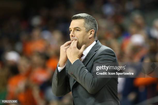 Virginia head coach Tony Bennett. The University of Virginia Cavaliers hosted the University of Notre Dame Fighting Irish on March 3, 2018 at John...