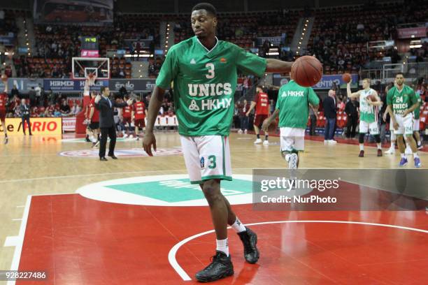 Melvin Ejim of Unics Kazan during the EuroCup Quarterfinal Round 1 match between FC Bayern Munich and Unics Kazan at Audi Dome on March 6th, 2018 in...