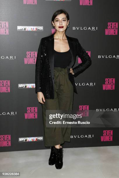 Stella Egitto attends a photocall for 'Seven Women' at Maxxi on March 6, 2018 in Rome, Italy.