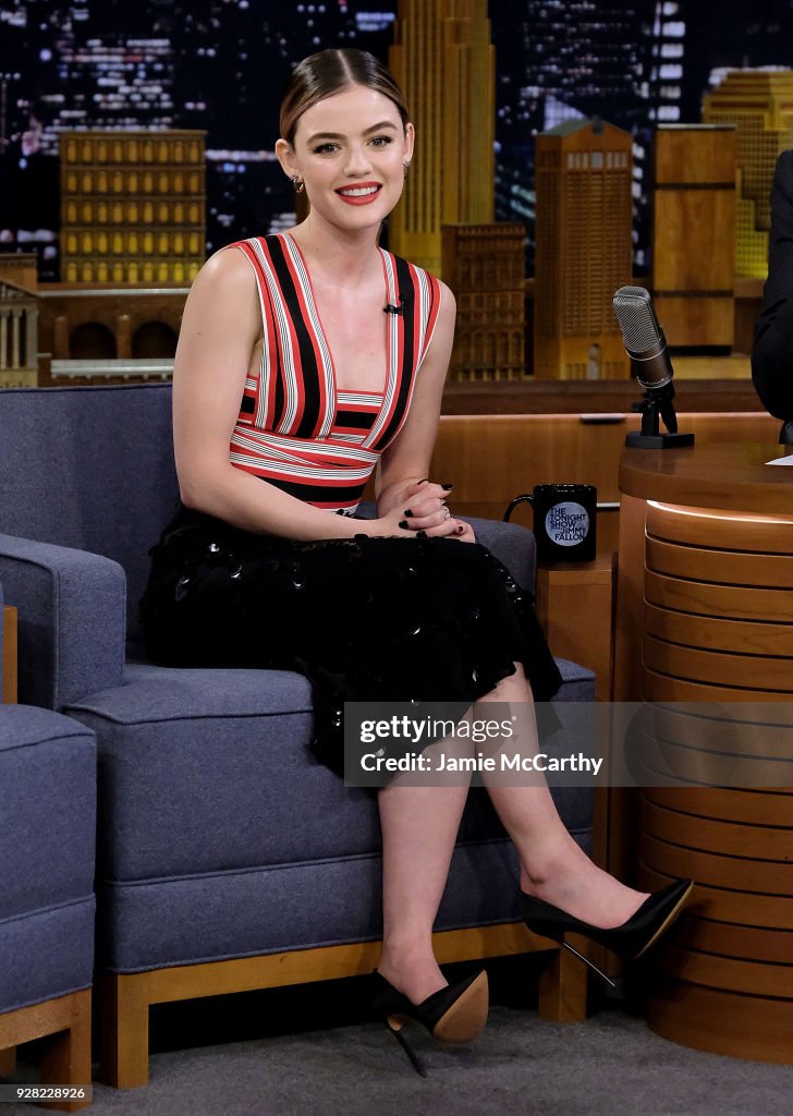 Lucy Hale Visits "The Tonight Show Starring Jimmy Fallon"