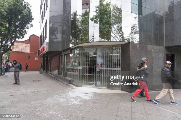 Damaged buildings are seen after clashes broke out between students and riot police during a protest due to dissatisfaction of educational centers...