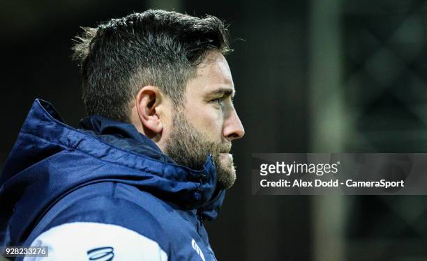Bristol City manager Lee Johnson during the Sky Bet Championship match between Preston North End and Bristol City at Deepdale on March 6, 2018 in...