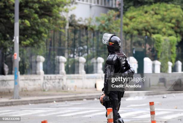 Riot police attempt to disperse protestors after clashes broke out between students and riot police during a protest due to dissatisfaction of...