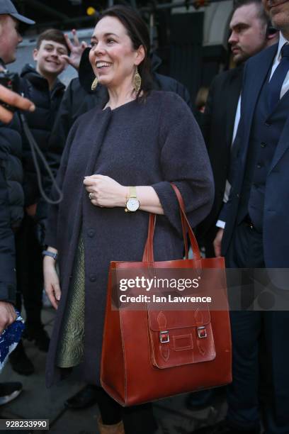 Olivia Colman seen outside 'The Prince's Trust' and TKMaxx with Homesense Awards at London Palladium on March 6, 2018 in London, England.