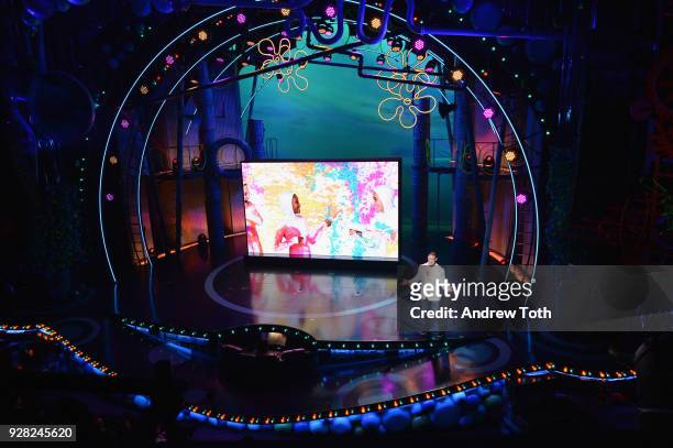 John Cena speaks onstage at the Nickelodeon Upfront 2018 at Palace Theatre on March 6, 2018 in New York City.