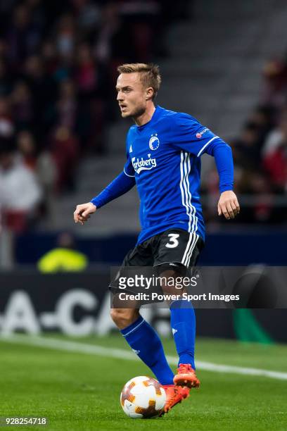 Pierre Bengtsson of FC Copenhague in action during the UEFA Europa League 2017-18 Round of 32 match between Atletico de Madrid and FC Copenhague at...