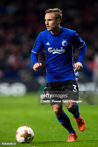 Pierre Bengtsson of FC Copenhague in action during the UEFA Europa League 2017-18 Round of 32 match between Atletico de Madrid and FC Copenhague at...