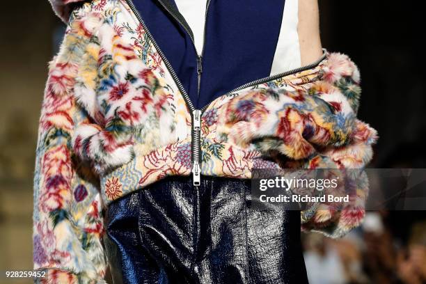 Model walks the runway during the Moon Young Hee show as part of the Paris Fashion Week Womenswear Fall/Winter 2018/2019 on March 6, 2018 in Paris,...