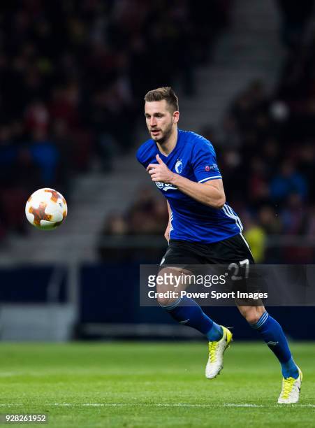 Michael Luftner of FC Copenhague in action during the UEFA Europa League 2017-18 Round of 32 match between Atletico de Madrid and FC Copenhague at...