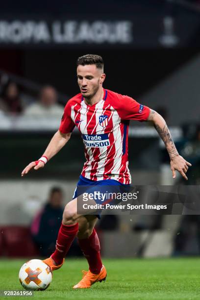 Saul Niguez Esclapez of Atletico de Madrid in action during the UEFA Europa League 2017-18 Round of 32 match between Atletico de Madrid and FC...