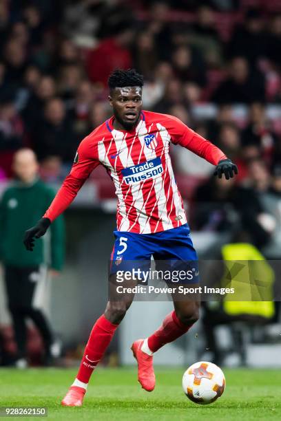 Thomas Teye Partey of Atletico de Madrid in action during the UEFA Europa League 2017-18 Round of 32 match between Atletico de Madrid and FC...