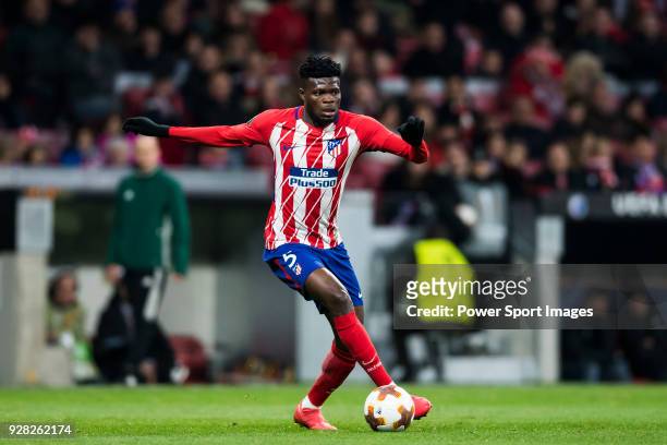 Thomas Teye Partey of Atletico de Madrid in action during the UEFA Europa League 2017-18 Round of 32 match between Atletico de Madrid and FC...
