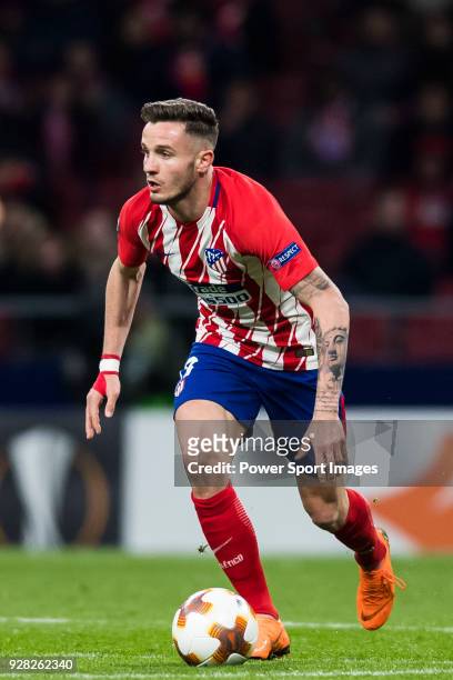 Saul Niguez Esclapez of Atletico de Madrid in action during the UEFA Europa League 2017-18 Round of 32 match between Atletico de Madrid and FC...