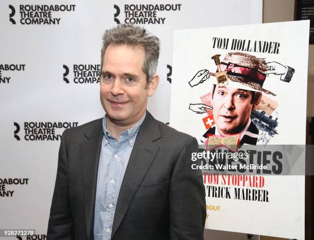 Tom Hollander attends the "Travesties" Cast Photo Call on March 6, 2018 at the Roundabout Theatre in New York City.