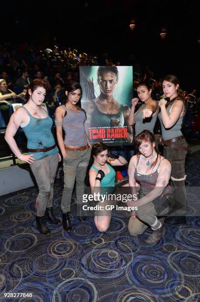 Guests attend a special advance screening of Lara Croft: Tomb Raider with actor Walton Goggins at Scotiabank Theatre on March 6, 2018 in Toronto,...