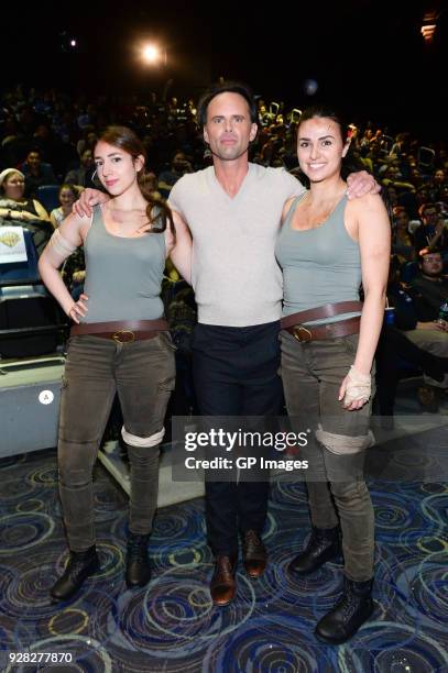 Actor Walton Goggins surprises Tomb Raider fans in Toronto during an advance screening of Lara Croft: Tomb Raider at Scotiabank Theatre on March 6,...