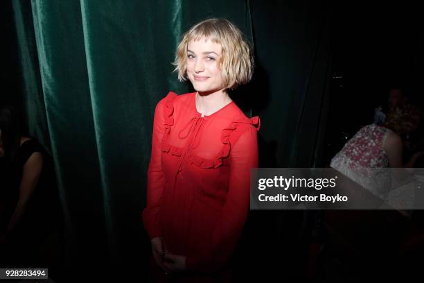 Alison Sudol attends the Miu Miu after show as part of the Paris Fashion Week Womenswear Fall/Winter 2018/2019 on March 7, 2018 in Paris, France.