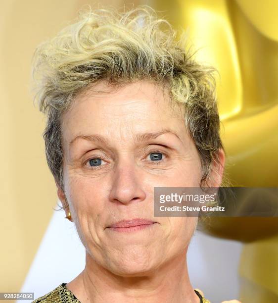Frances McDormand poses at the 90th Annual Academy Awards at Hollywood & Highland Center on March 4, 2018 in Hollywood, California.