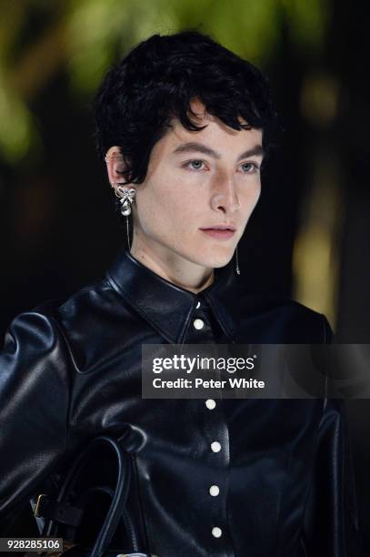 Heather Kemesky walks the runway during the Louis Vuitton show as part of the Paris Fashion Week Womenswear Fall/Winter 2018/2019 on March 6, 2018 in...