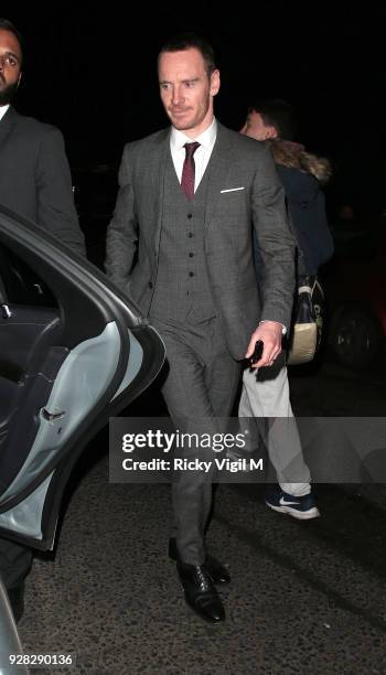 Michael Fassbender seen at Tomb Raider - premiere dinner & afterparty at Home House on March 6, 2018 in London, England.