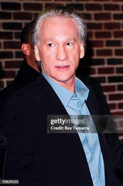 Television personality Bill Maher visits the "Late Show With David Letterman" at the Ed Sullivan Theater on November 5, 2009 in New York City.