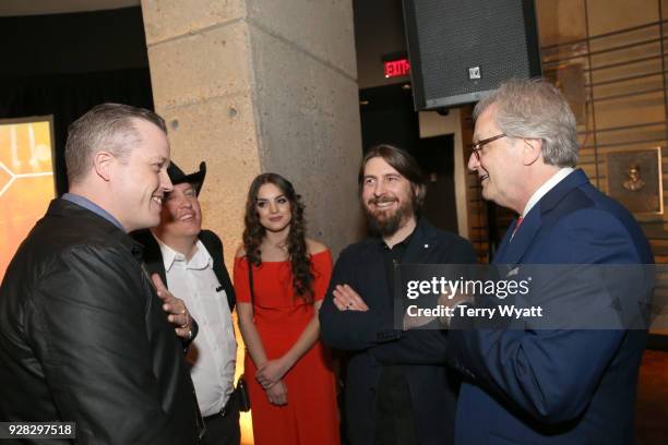 Jason Isbell, Shawn Camp, Lauren Mascitti, Dave Cobb and CEO of the Country Music Hall of Fame, Kyle Young attend Country Music Hall of Fame and...