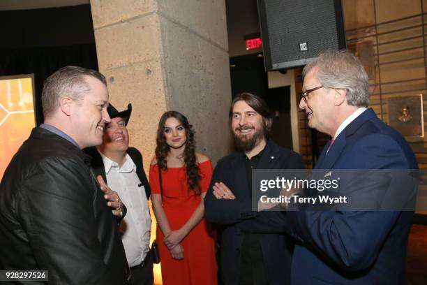 Jason Isbell, Shawn Camp, Lauren Mascitti, Dave Cobb and CEO of the Country Music Hall of Fame, Kyle Young attend Country Music Hall of Fame and...