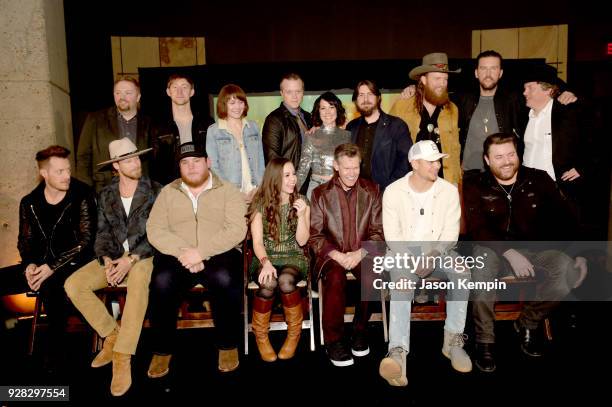 Josh Osborne, Ashley Gorley, Molly Tuttle, Jason Isbell, Amanda Shires, Dave Cobb, John Osborne and T.J. Osborne of musical duo Brothers Osborne and...