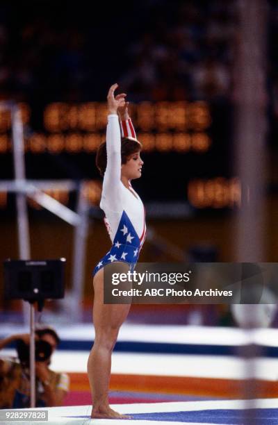 Los Angeles, CA Mary Lou Retton, Women's Gymnastics floor competition, Pauley Pavilion, at the 1984 Summer Olympics, August 1, 1984.