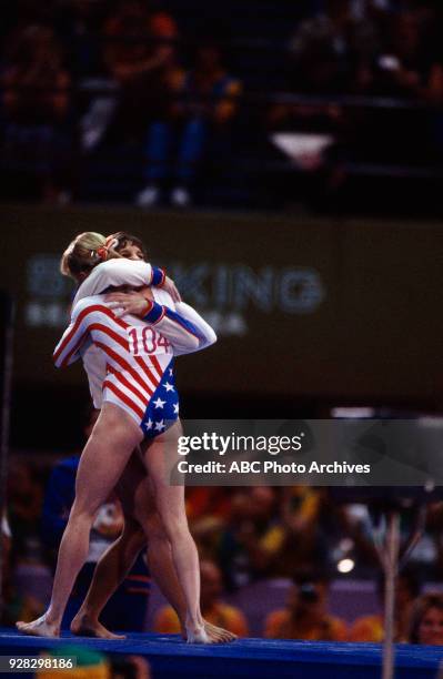 Los Angeles, CA Julianne McNamara, Mary Lou Retton, Women's Gymnastics competition, Pauley Pavilion, at the 1984 Summer Olympics, August 1, 1984.