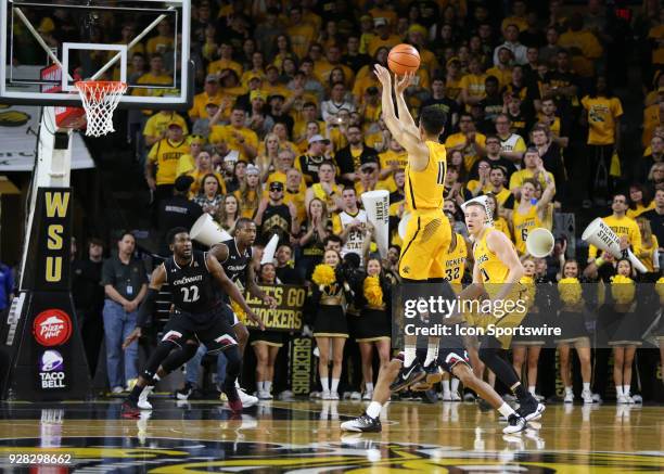 Wichita State Shockers guard Landry Shamet takes a three in the first half of an American Athletic Conference matchup between the 10th ranked...