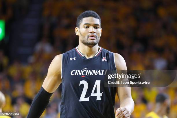 Cincinnati Bearcats forward Kyle Washington in the first half of an American Athletic Conference matchup between the 10th ranked Cincinnati Bearcats...